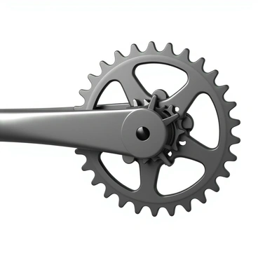 A close-up view of a bicycle's gear system featuring a detailed arrangement of the chain and sprockets. The metal chain is shiny and well-maintained, intricately interlinked with the sprockets. The sprockets vary in size, showcasing their teeth designed for optimal grip. The background is blurred to emphasize the components of the gear system, highlighting the metallic textures and mechanical precision. The scene captures the interplay of light on the surfaces, revealing the craftsmanship of the bicycle's engineering.