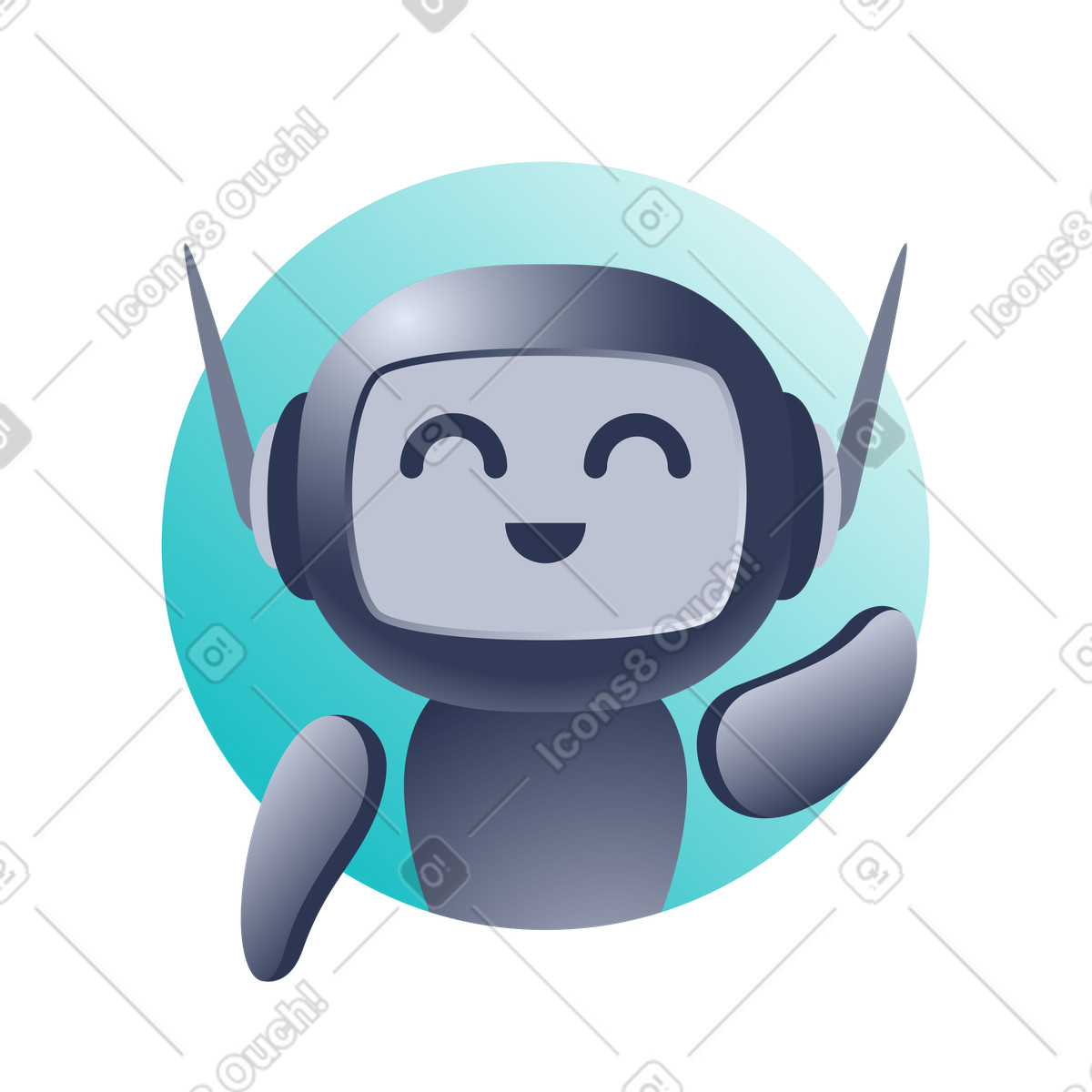 Virtual AI Helper, AI Chatbot Assistant, Customer Support Bot illustration in PNG, SVG