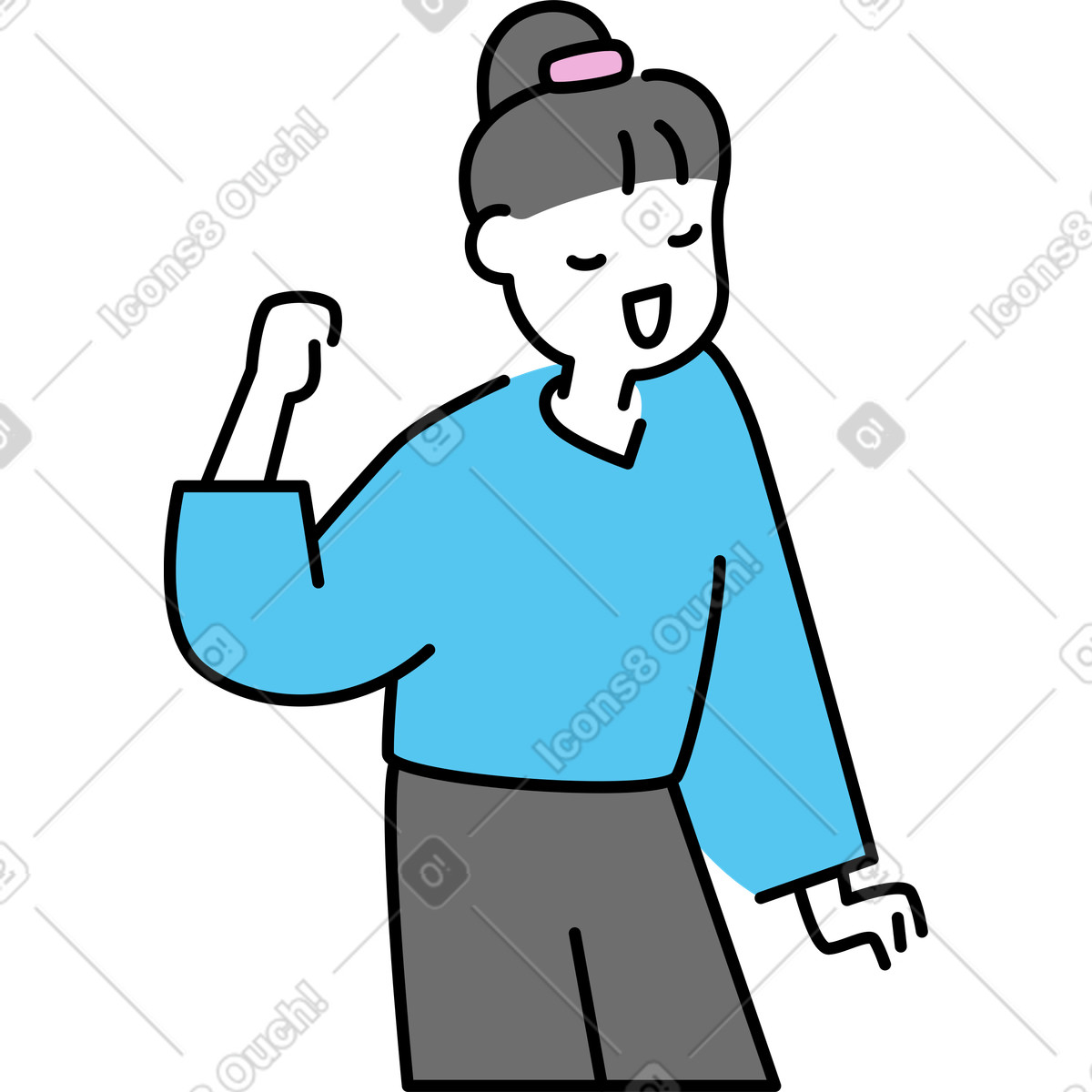 Ilustração de Mulher bombeando o punho em no estilo Mochi para baixar em PNG, SVG