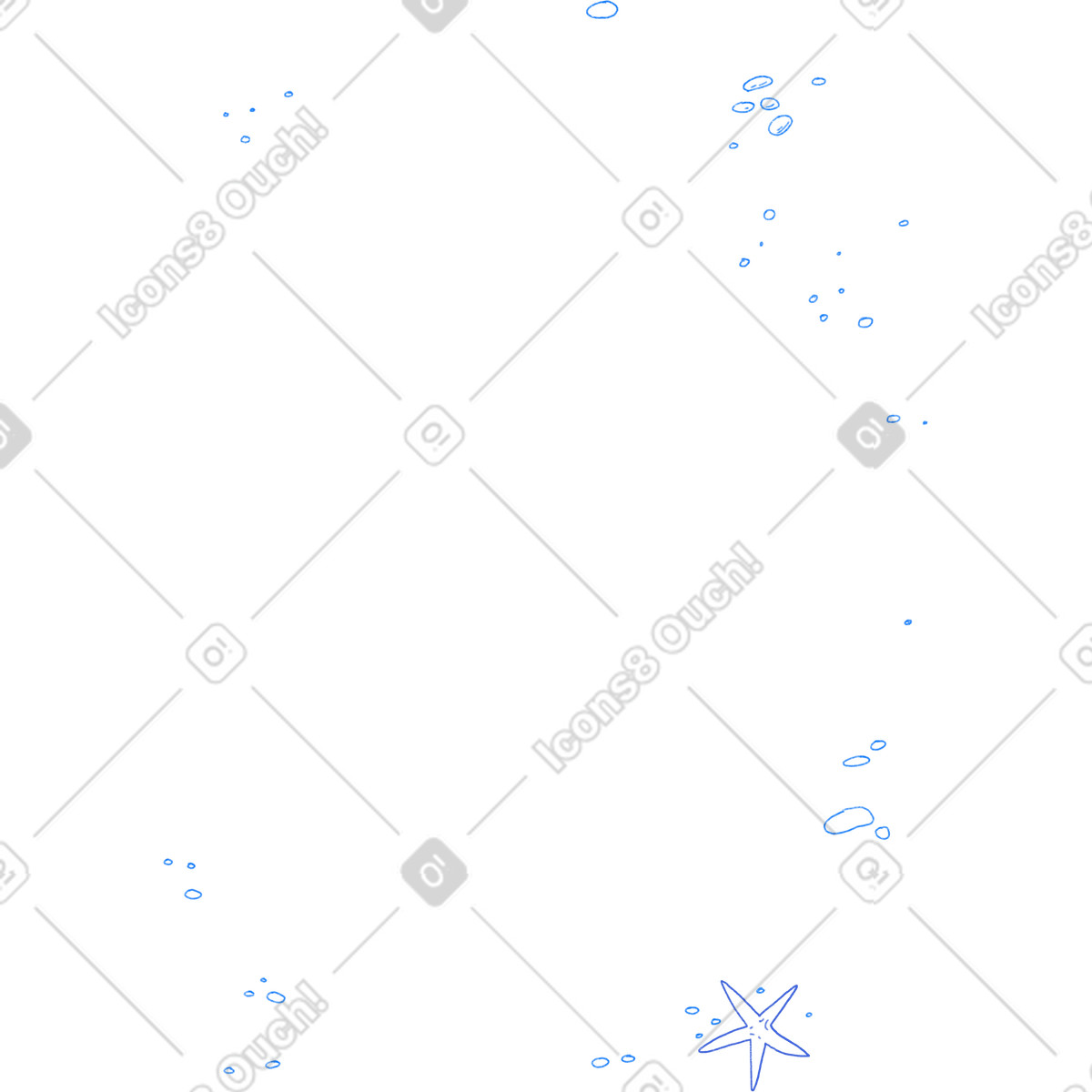 Blue contoured small pebbles and a starfish-Illustration im Moments-Stil als Download in PNG, SVG