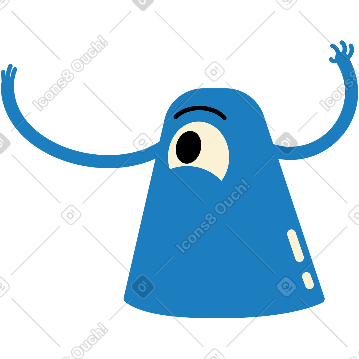 Blue character with one-eyed illustration in Jelly style download in PNG, SVG