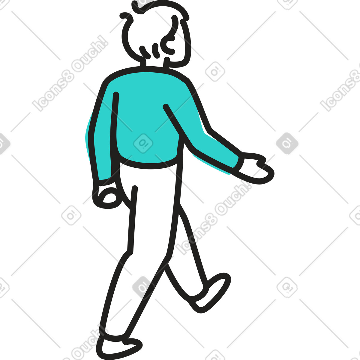 Man walking illustration in Little style download in PNG, SVG