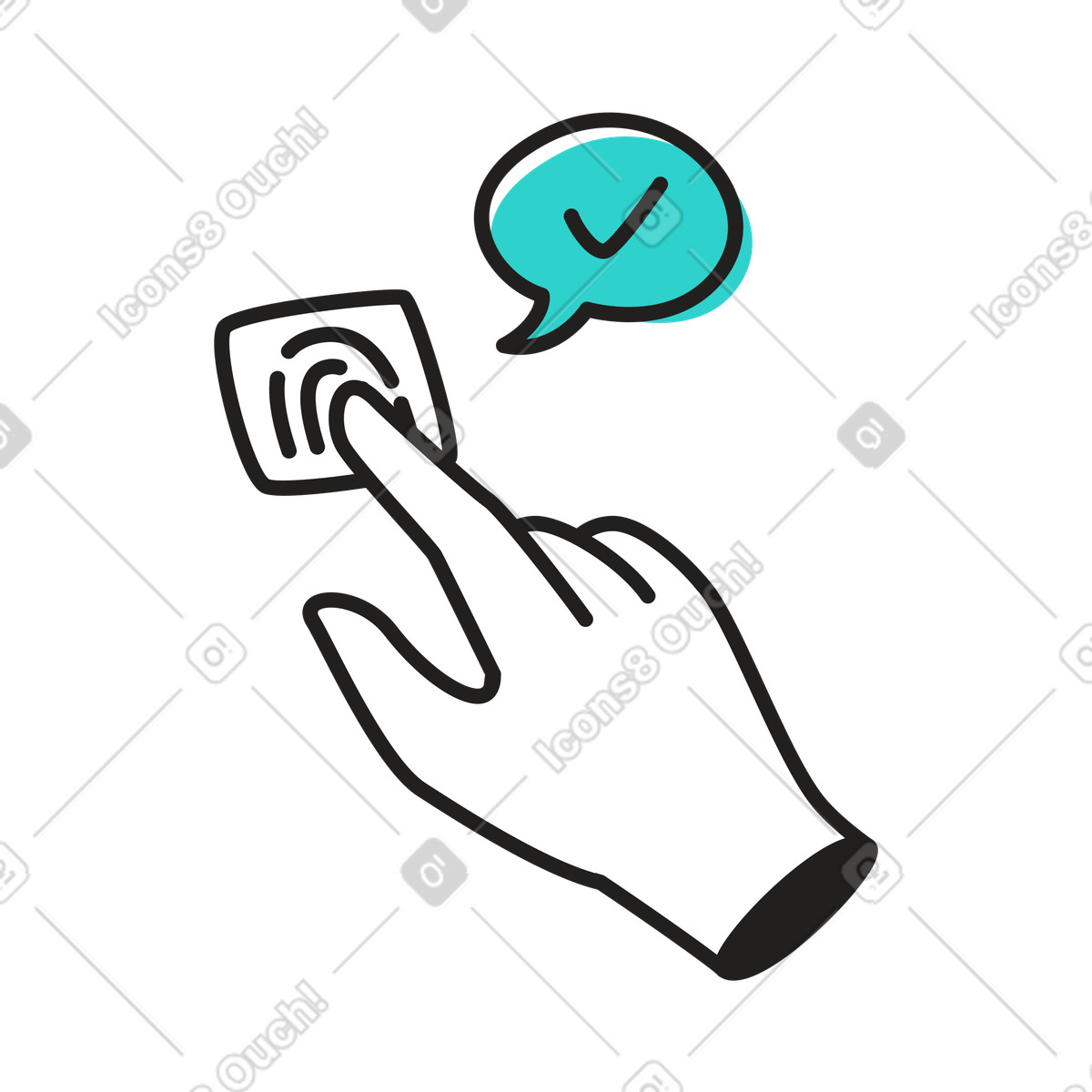 Identity verified by fingerprint authentication illustration in Little style download in PNG, SVG