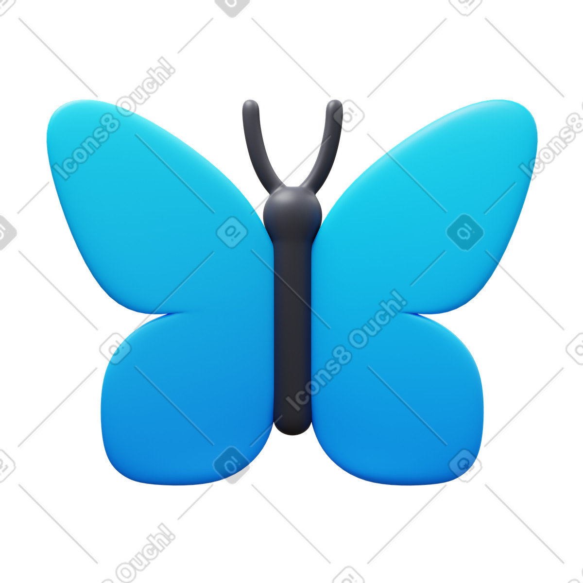 3D Fluency 스타일의 Butterfly 일러스트레이션 PNG, SVG 다운로드