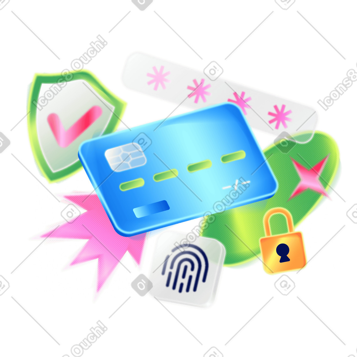 Secure banking with fingerprint authentication  illustration in PNG, SVG