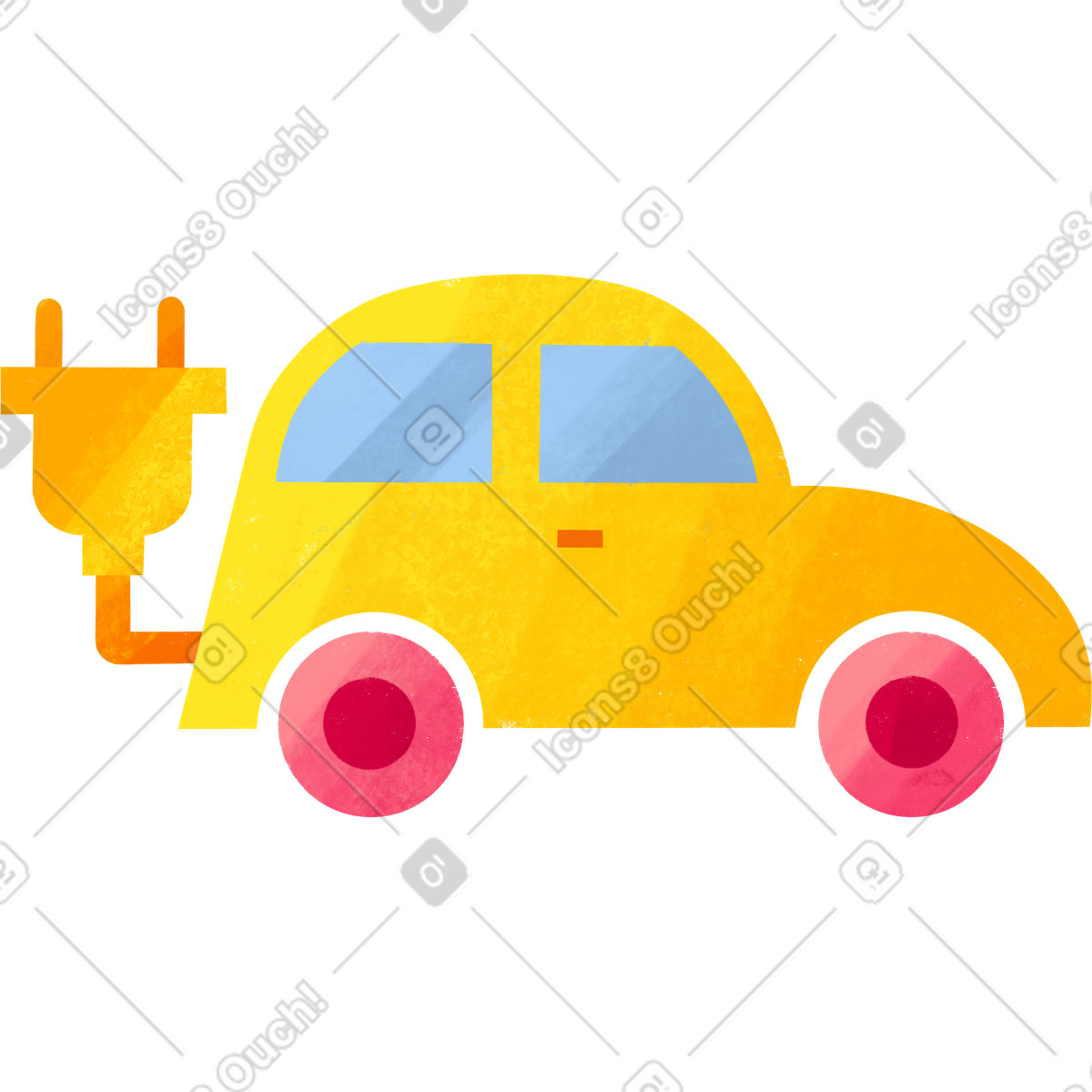 Ilustração de Small yellow eco electric car em no estilo Bonbon para baixar em PNG, SVG