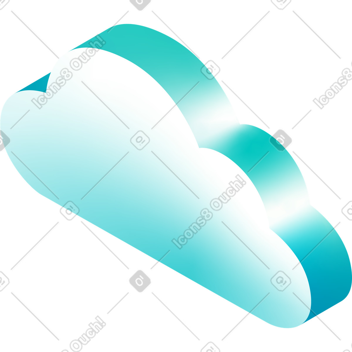 Blue isometric cloud illustration in Glare style download in PNG, SVG