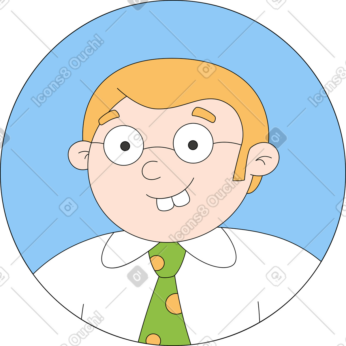 下载 Sitcom 风格的 戴眼镜的头像男人 插画，支持 PNG、SVG 格式