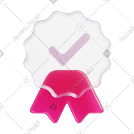 3D Badge guarantee ribbon with check mark approval symbol illustration ...