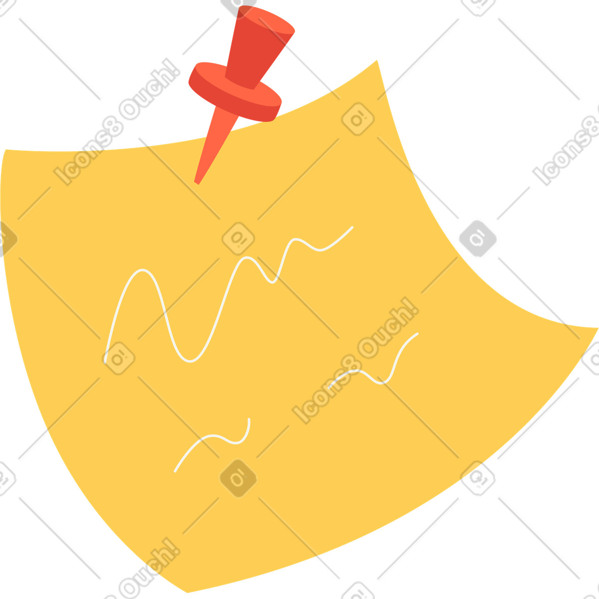 Post-it note with pin illustration in Social style download in PNG, SVG