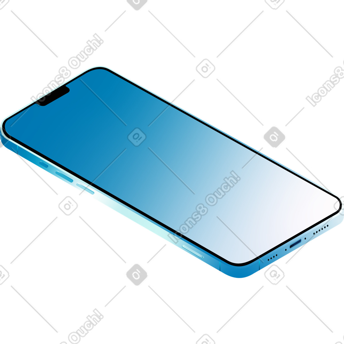 Realistic isormetric phone illustration in Glare style download in PNG, SVG