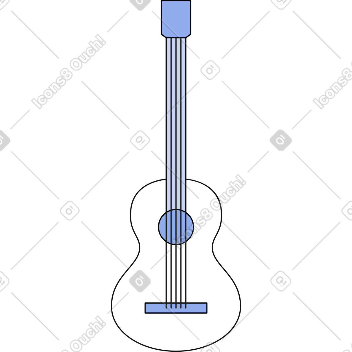 Ilustração de Guitarra branca em no estilo Bloom para baixar em PNG, SVG