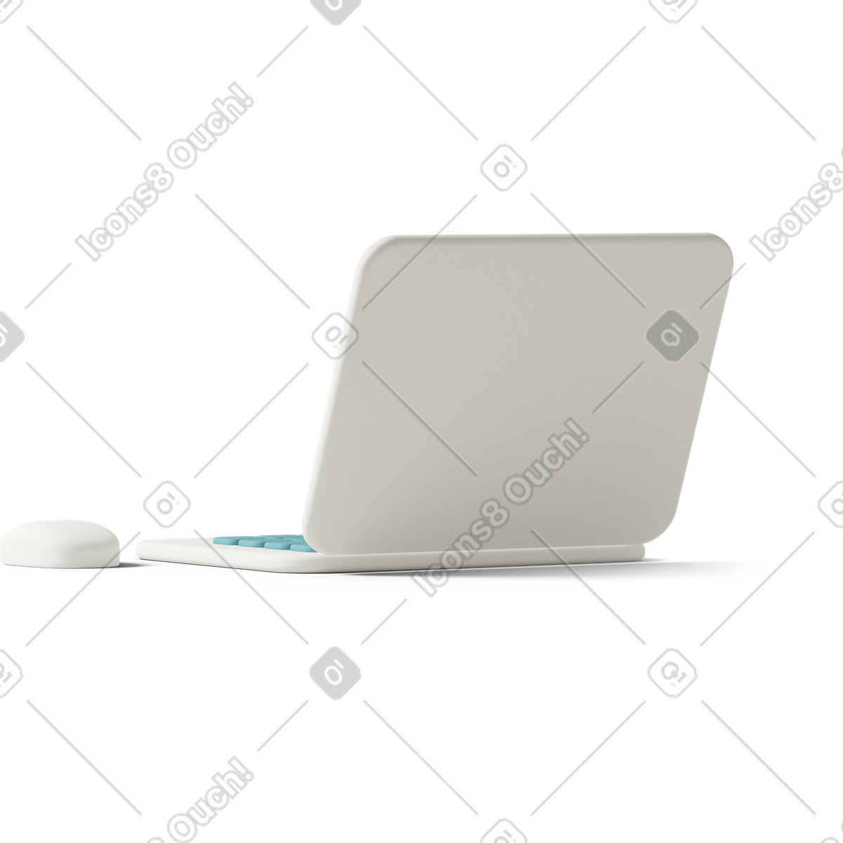 Иллюстрация Rear view of white laptop and mouse в стиле 3D Casual life — скачать в форматах PNG, SVG