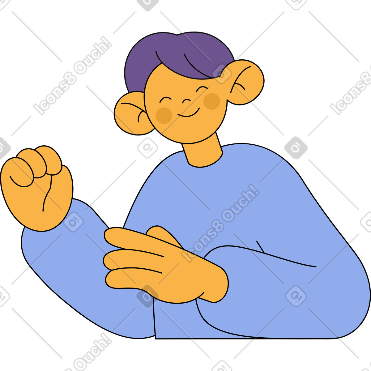 Ilustração de Homem sorridente com os olhos fechados em no estilo Bloom para baixar em PNG, SVG