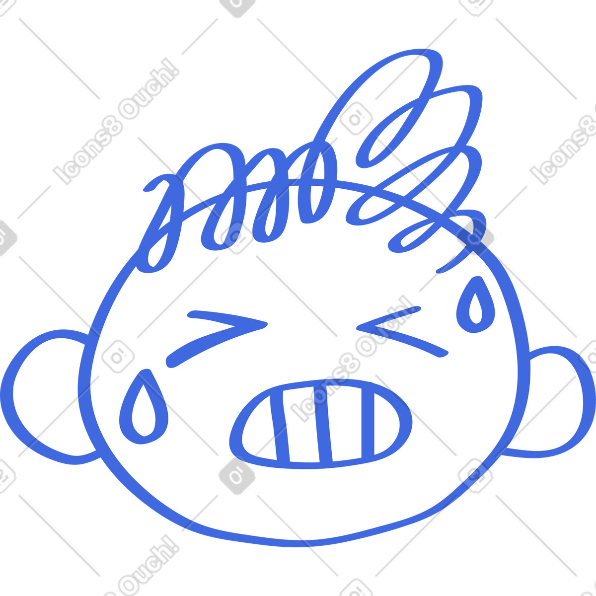 Ilustración Fever face with sweating cheeks and painful grimace en estilo Ballpoint Pen a descargar en PNG y SVG