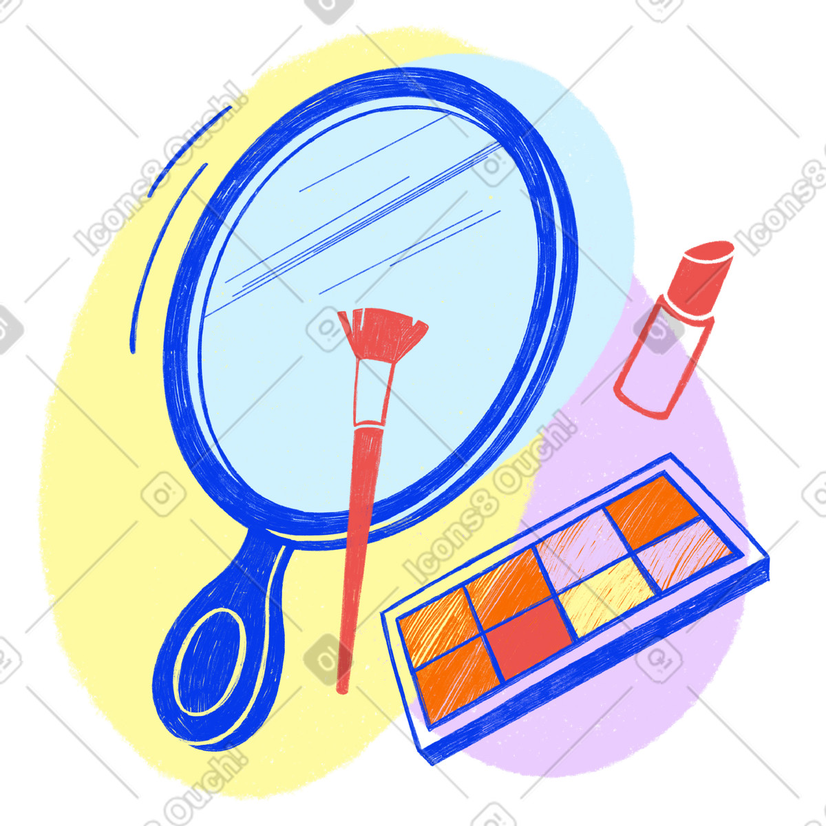 Mirror and makeup items illustrazione in stile Biro scarica in PNG, SVG