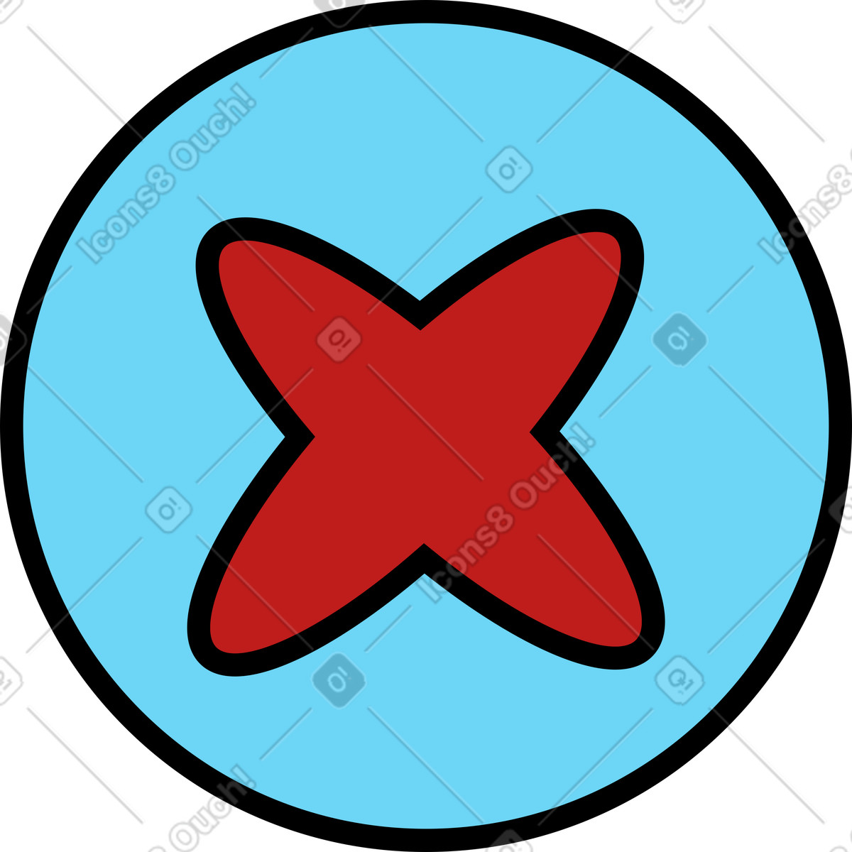Error X sign in a circle illustration Wiggle style download PNG, SVG