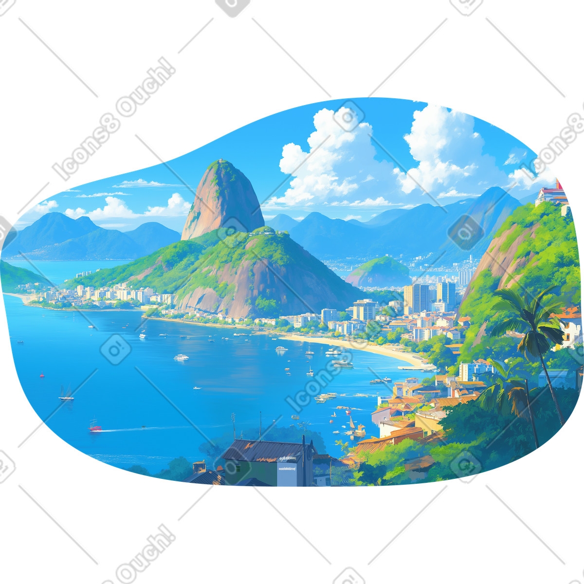 Ilustração de Rio janeiro view background em no estilo Scenes para baixar em PNG, SVG