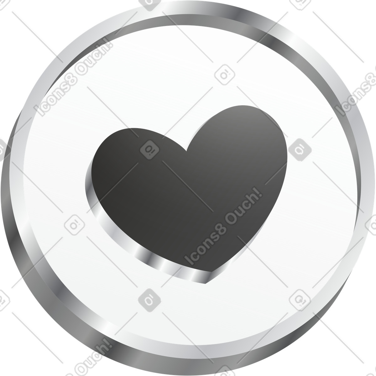 Heart in metallic circle illustration Token style download PNG, SVG