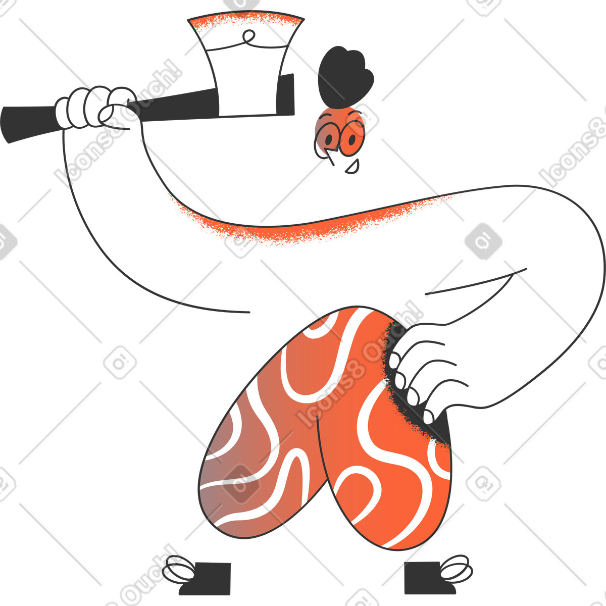 Man with axe illustration in Crayon style download in PNG, SVG