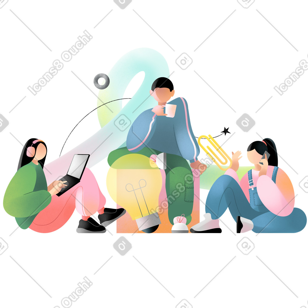 Illustration Les jeunes qui travaillent dans le style Experimental à télécharger aux formats PNG, SVG
