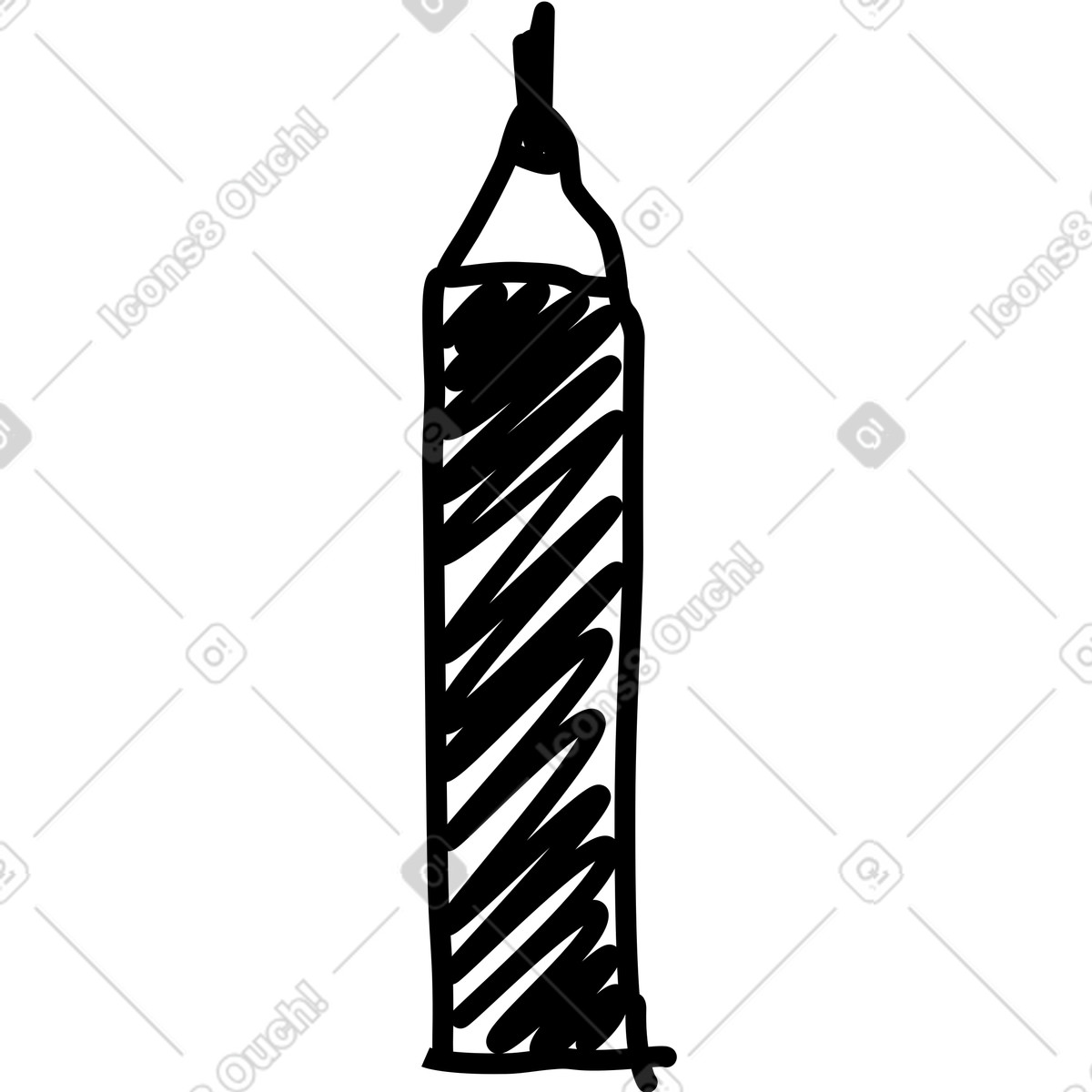 Hand holding pen drawing thick scribble lines vertical composition illustrazione in stile Rondy Stickers scarica in PNG, SVG