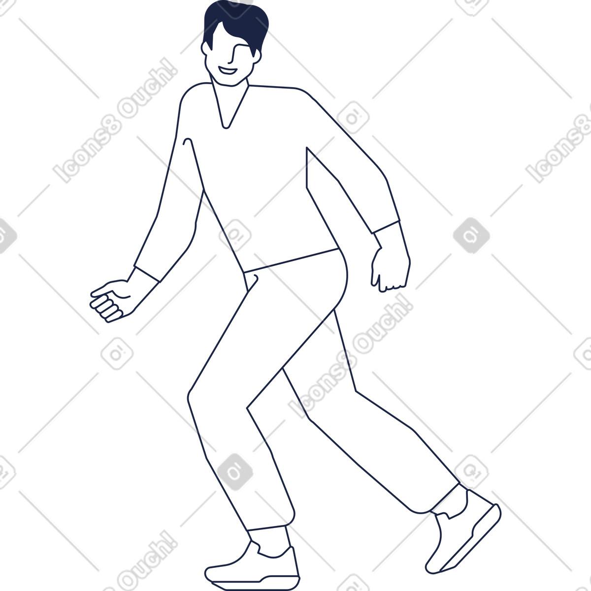 下载 Urban Line 风格的 微笑的人跑着转过头 插画，支持 PNG、SVG 格式