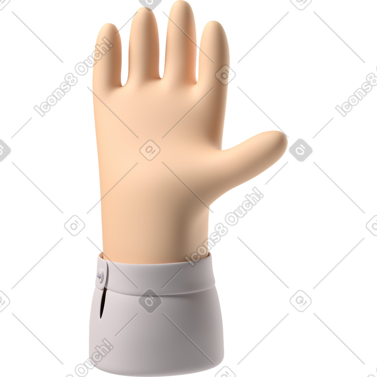 Blasse haut mit erhobener hand-Illustration im 3D Hands Fun&Wild-Stil als Download in PNG, SVG