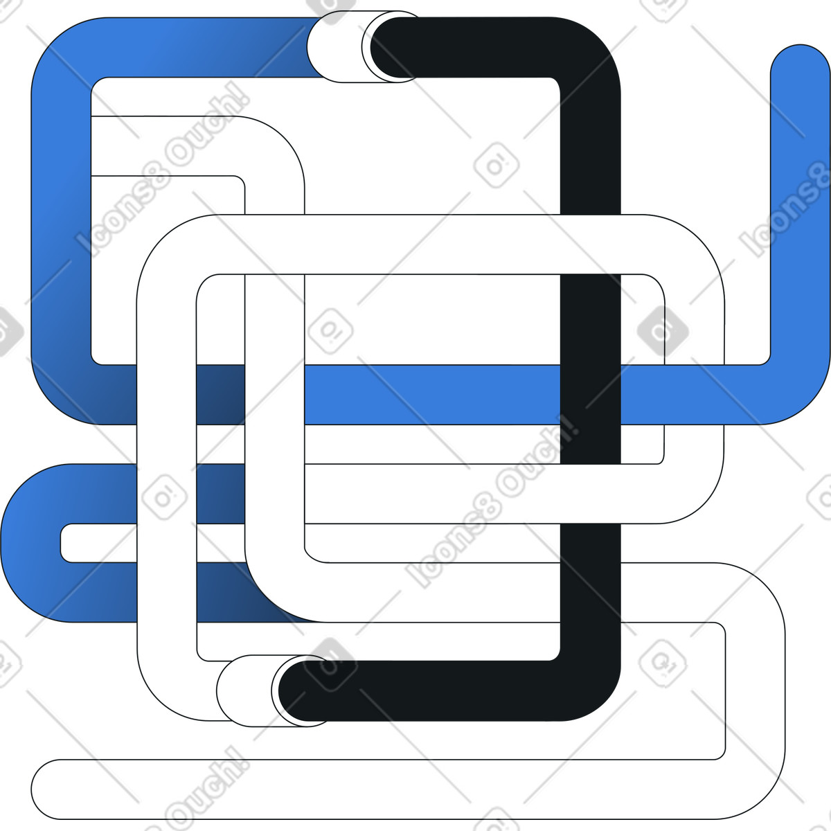 Complex data pipeline architecture illustration in PNG, SVG