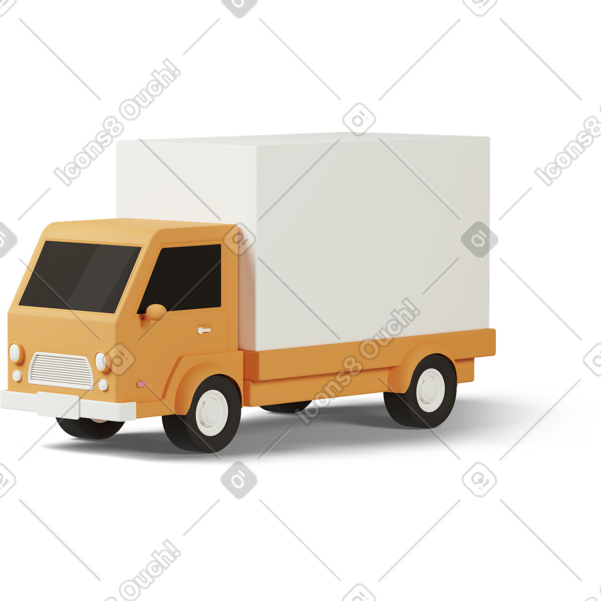 3D Casual life 스타일의 Delivery truck yellow 일러스트레이션 PNG, SVG 다운로드