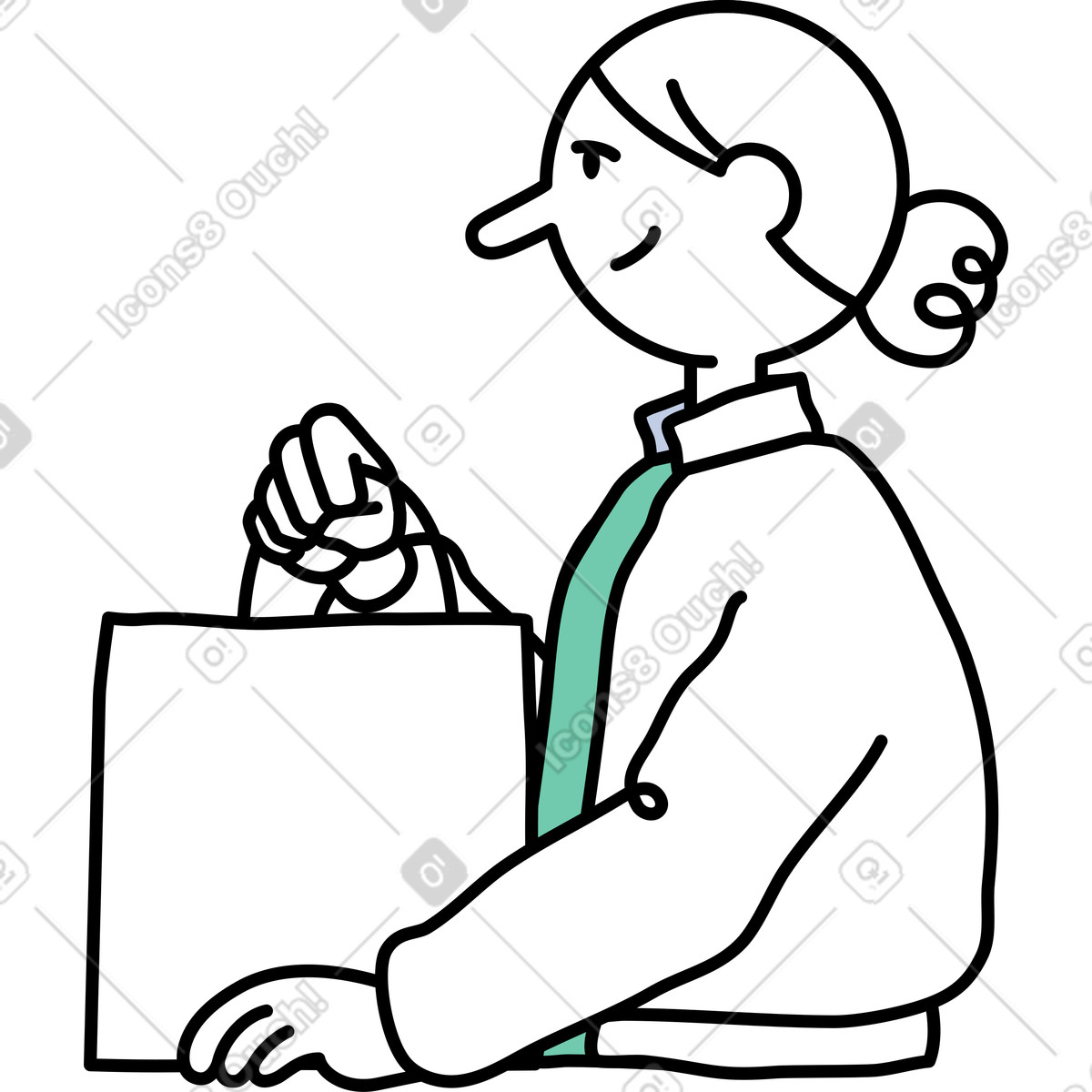 Ilustración Mujer sosteniendo bolsas de compras en estilo Notes a descargar en PNG y SVG