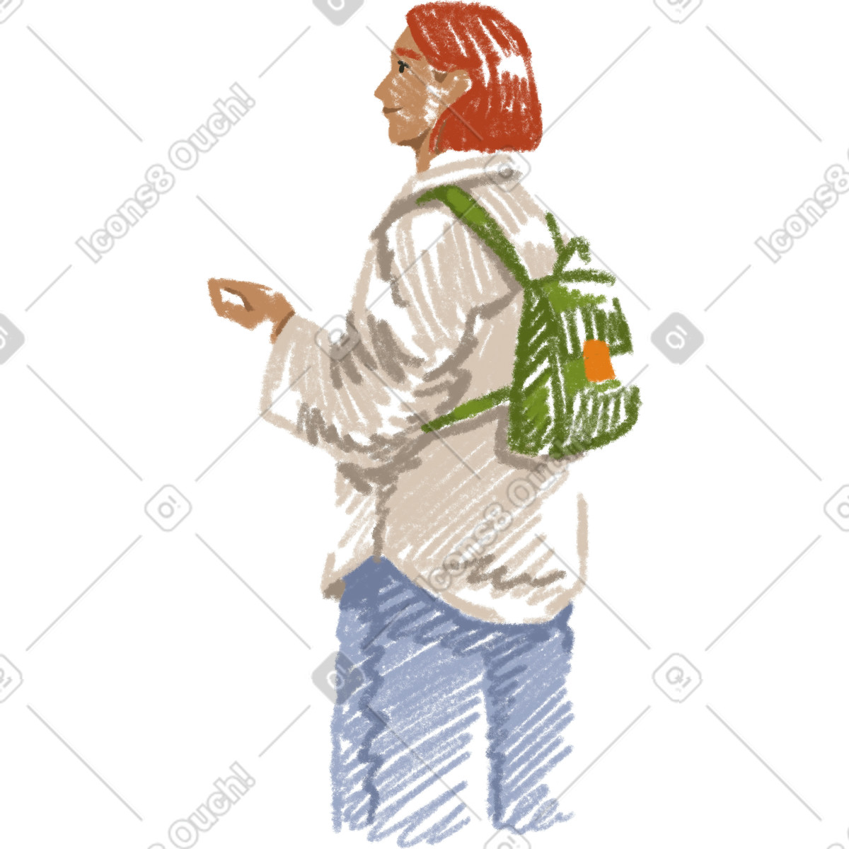 Illustration Woman with backpack dans le style Sketchbook à télécharger aux formats PNG, SVG