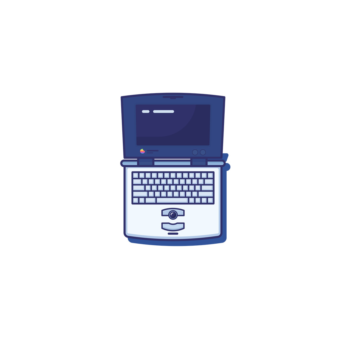 Ilustración Vintage laptop top view, oldschool technology icon en estilo Gummy a descargar en PNG y SVG