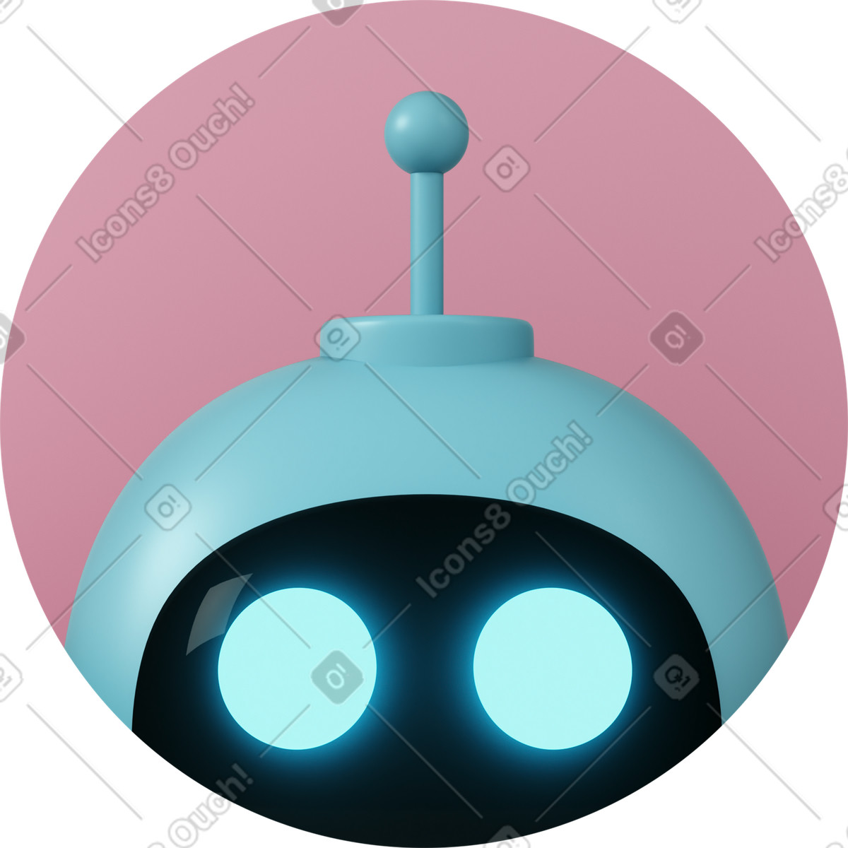 Ilustración animada Cabeza de chatbot en el avatar redondo estilo 3D Casual life a descargar GIF, Lottie (JSON), AE