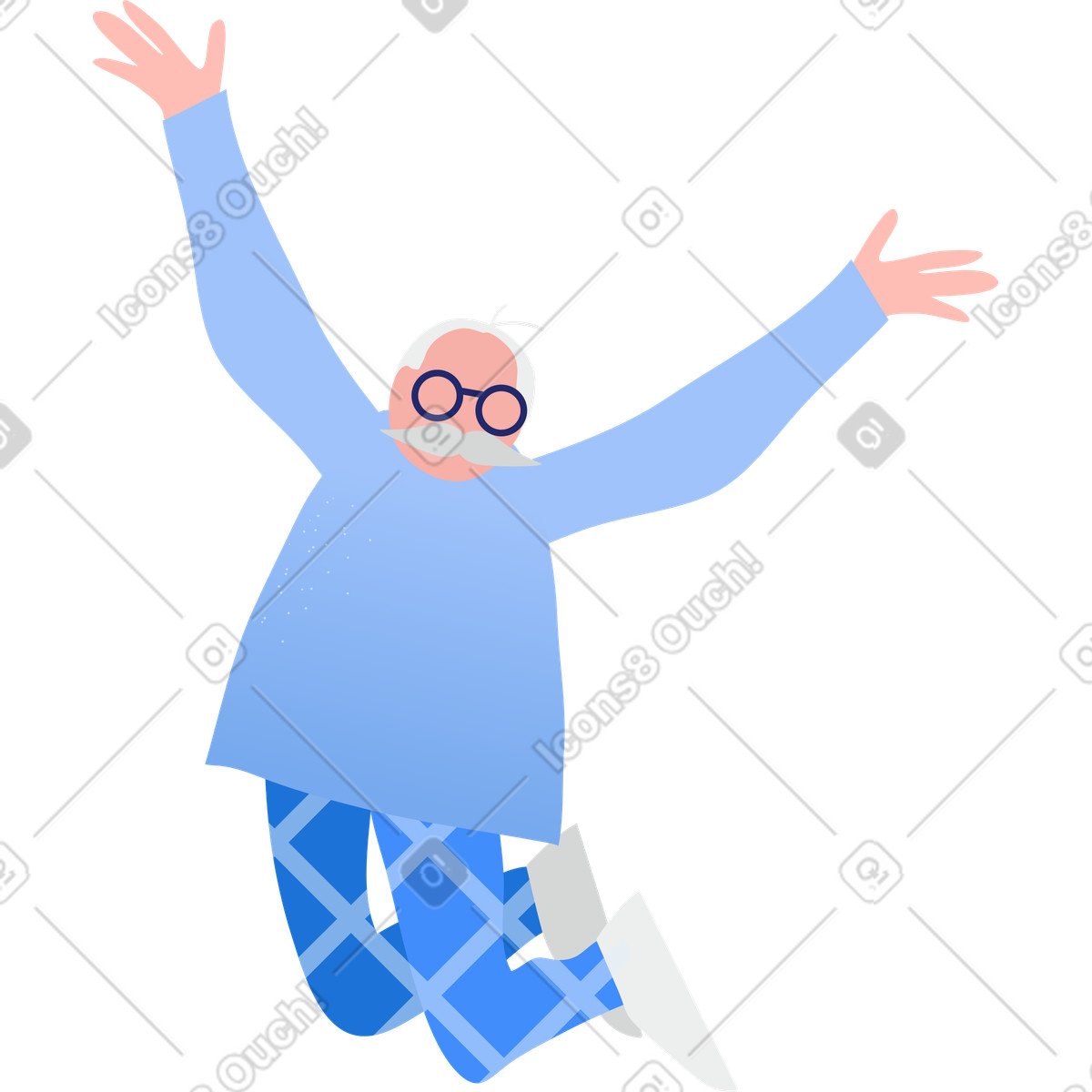 Grandpa jumping illustration showcasing vitality in elderly clipart collection