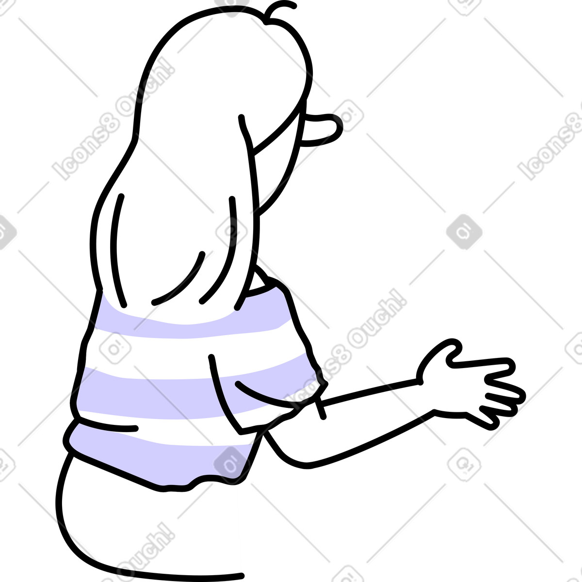 Junge frau sagt etwas-Illustration im Notes-Stil als Download in PNG, SVG