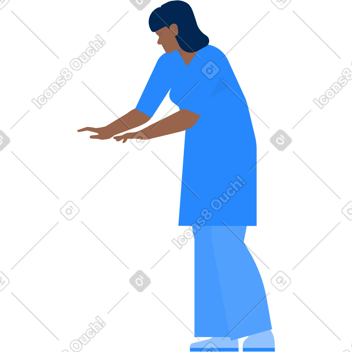 Massaggiatore femminile in pantaloni e accappatoio illustrazione stile Urban scarica PNG, SVG