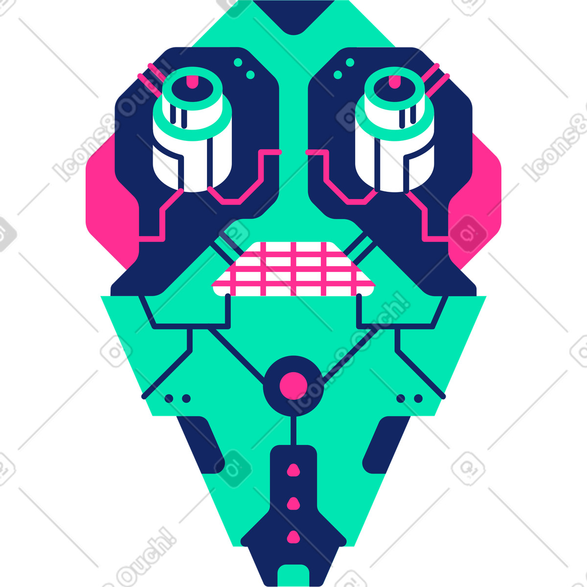 Ilustração de Cara robô em no estilo Cyborg para baixar em PNG, SVG