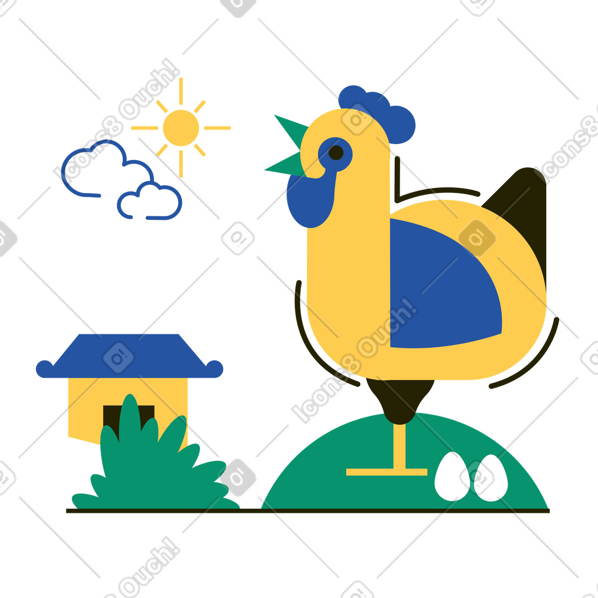 Morgen im dorf-Illustration Spot-Stil als Download in PNG, SVG