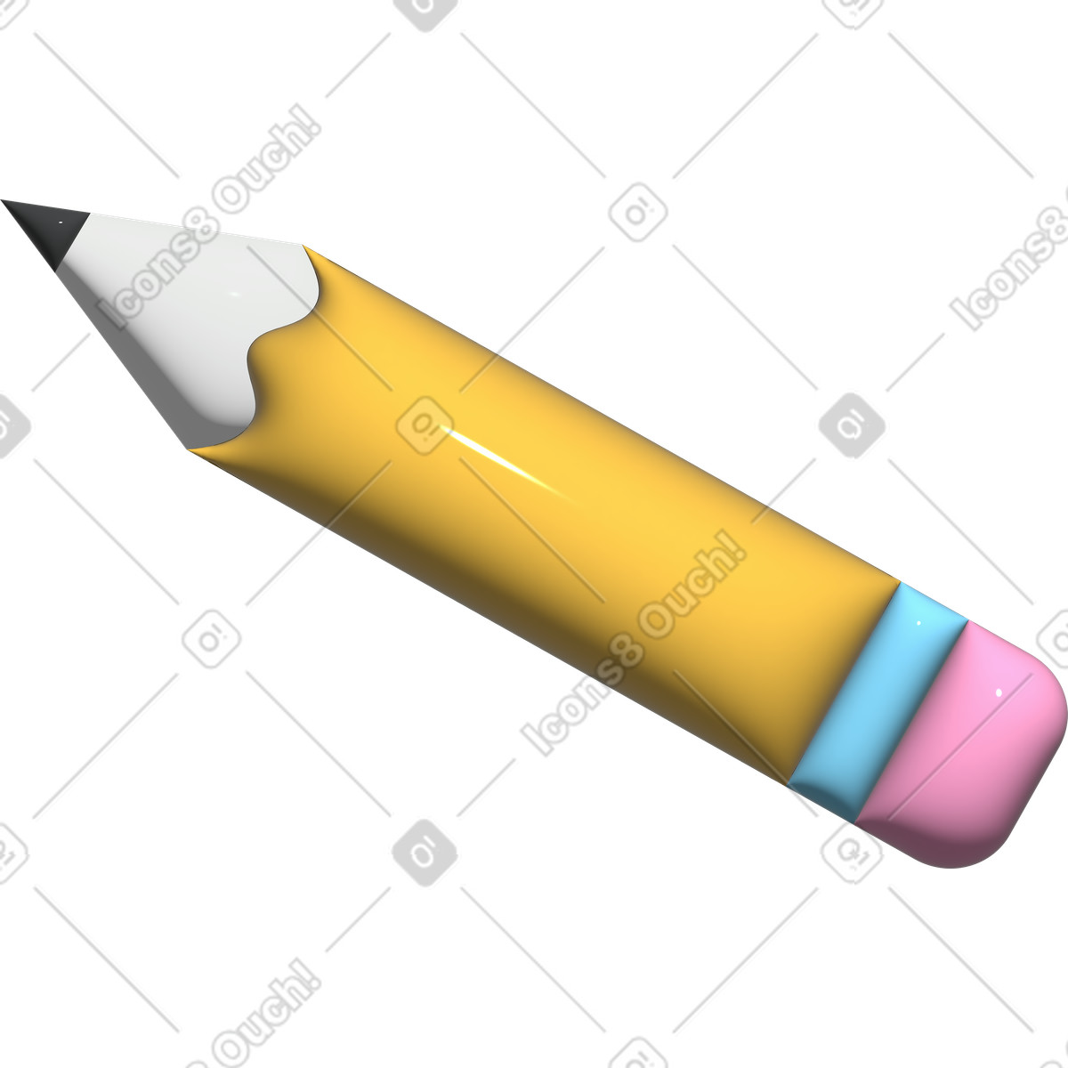 Ilustración Lápiz con borrador en estilo Cartoony a descargar en PNG y SVG