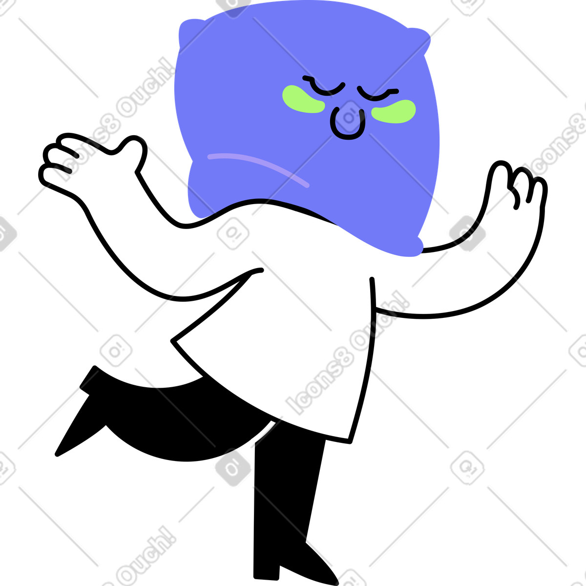 Kissenkopf-charakter-Illustration im Giggle-Stil als Download in PNG, SVG