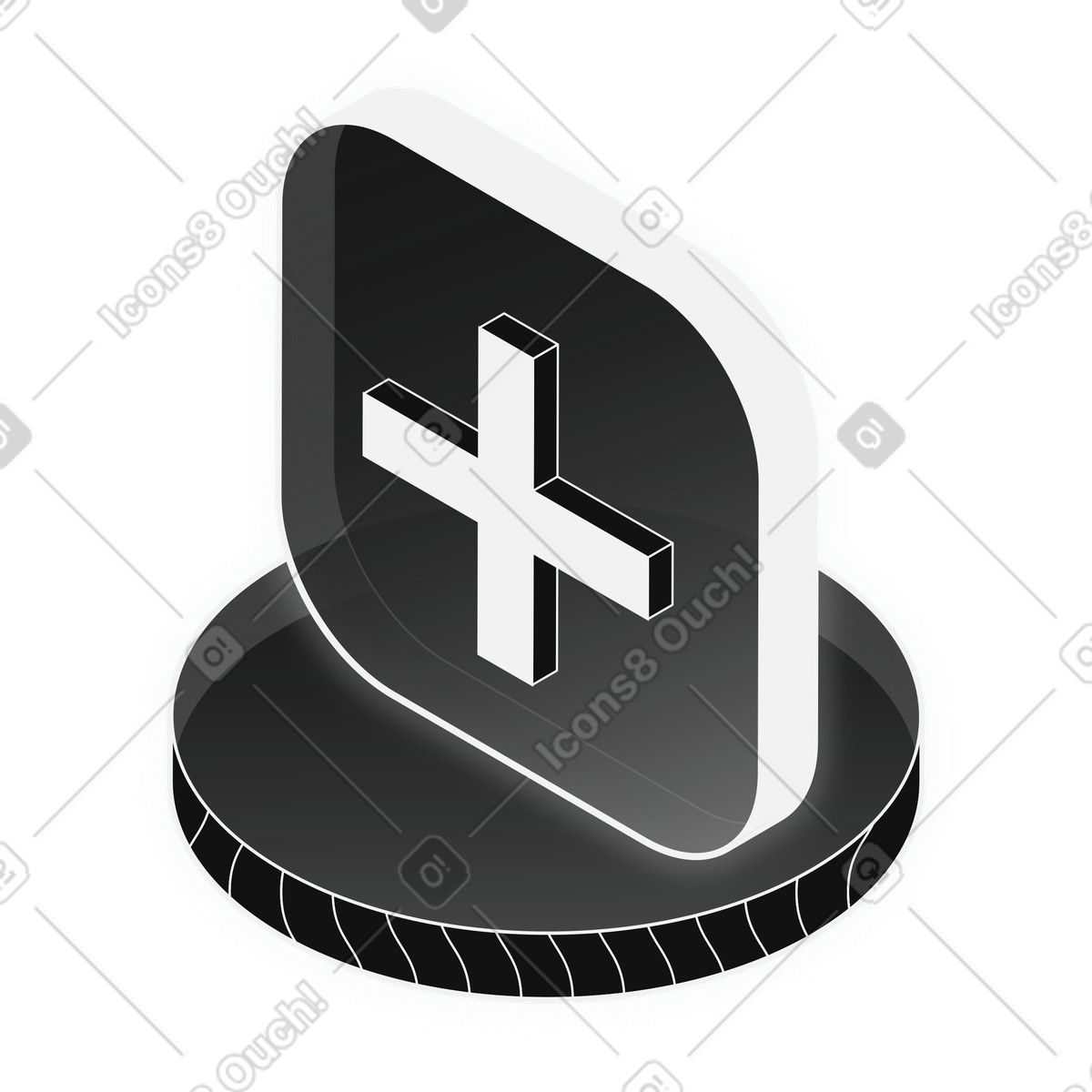 Add action button icon for creating new item illustration in Inverse style download in PNG, SVG