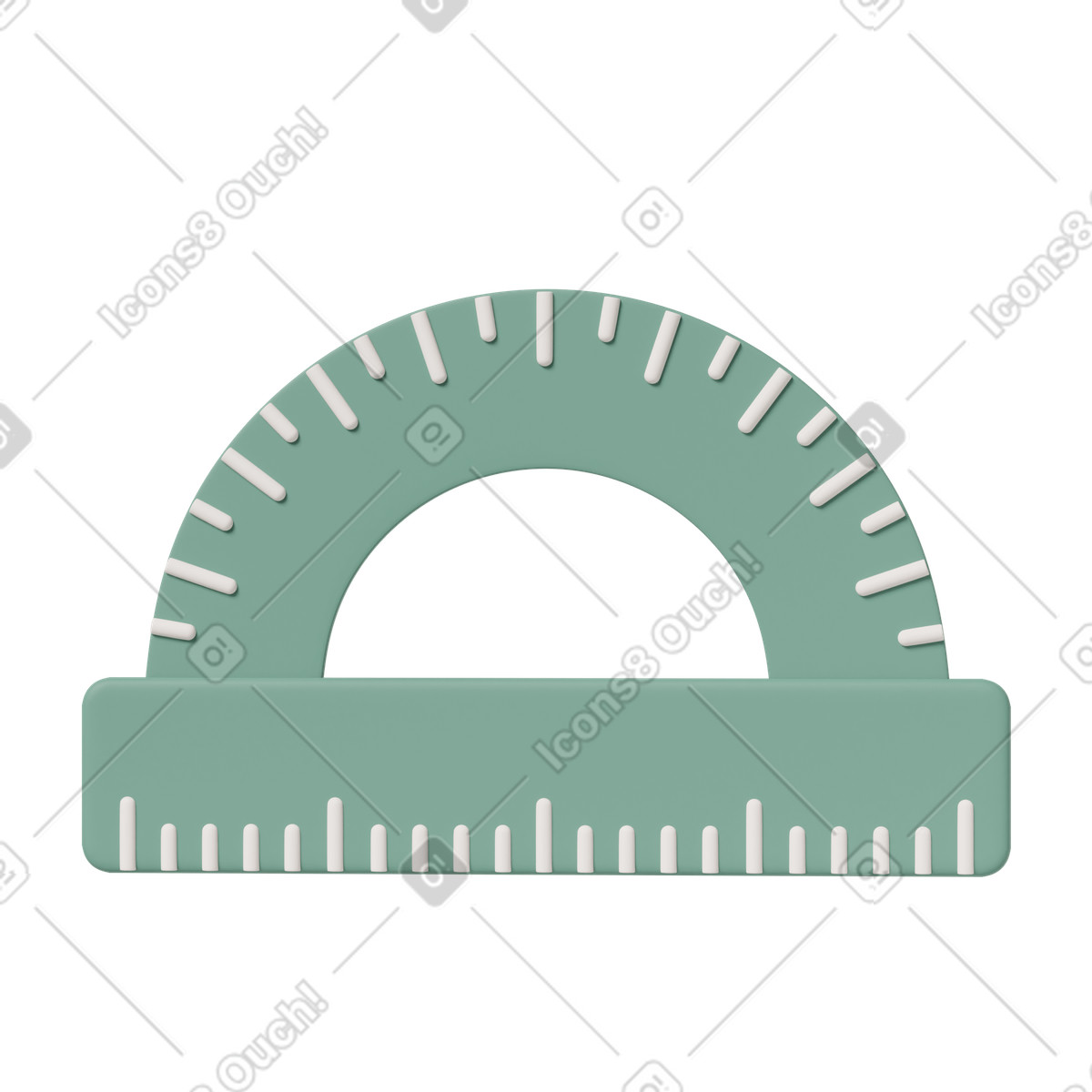 3D Casual life 스타일의 Green protractor 일러스트레이션 PNG, SVG 다운로드