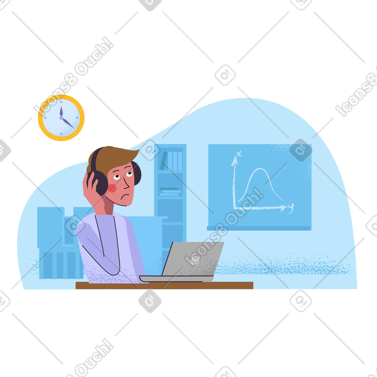 Ilustração de Homem mau humor com trabalho chato no escritório em estilo Pale para baixar em PNG, SVG