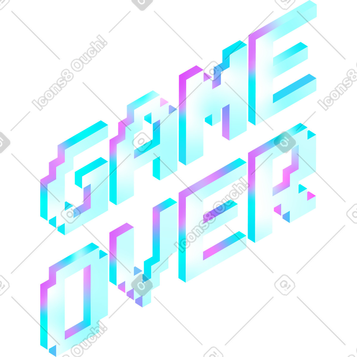 Retro inscription game over illustration in Glare style download in PNG, SVG