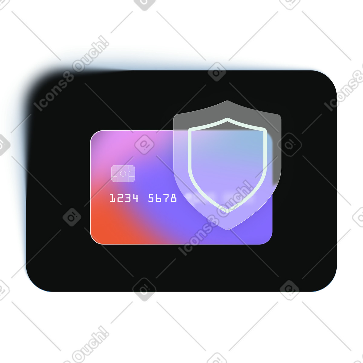Payment security shield, Credit card safety system illustration in Void style download in PNG, SVG