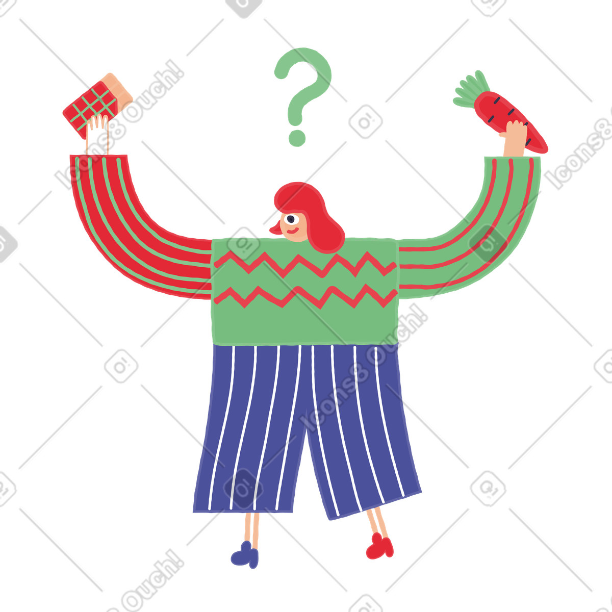 L'eterno dilemma illustrazione in stile Stripy scarica in PNG, SVG