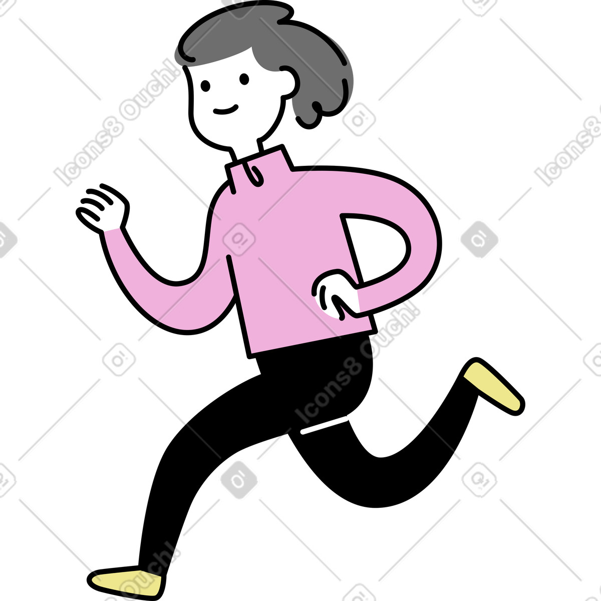 下载 Mochi 风格的 奔跑的女人 插画，支持 PNG、SVG 格式