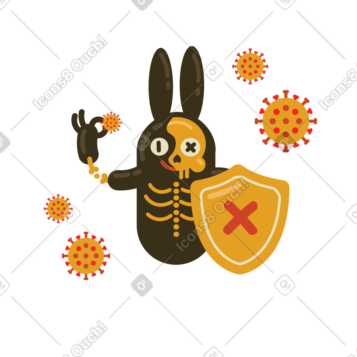 Virus preventive measures. Destroy and defeat coronavirus illustration in PNG, SVG