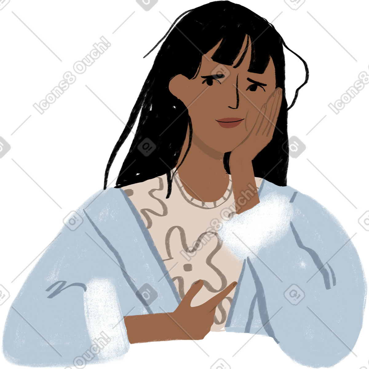Ilustração de Tired girl in pajamas em no estilo Lumiere para baixar em PNG, SVG